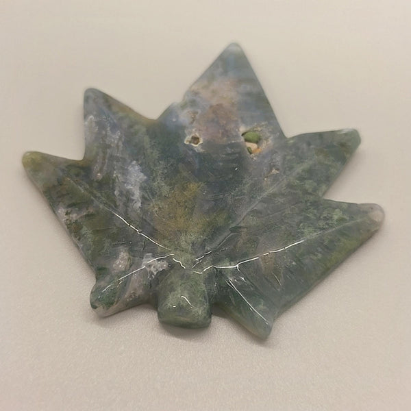 Moss Agate Cannabis Leaf Carving | Pot Leaf Crystal | Weed Gemstone | Green Stone | Boho Nature