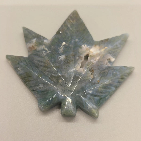 Moss Agate Cannabis Leaf Carving | Pot Leaf Crystal | Weed Gemstone | Green Stone | Boho Nature