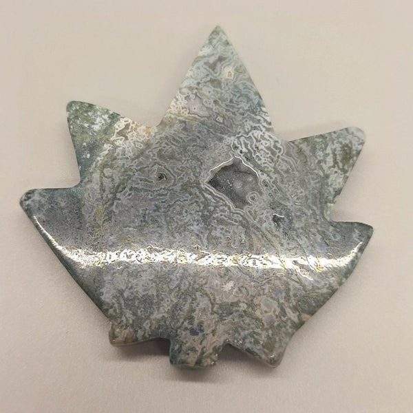 Moss Agate Cannabis Leaf Carving | Pot Leaf Crystal | Weed Gemstone | Green Stone | Boho Nature