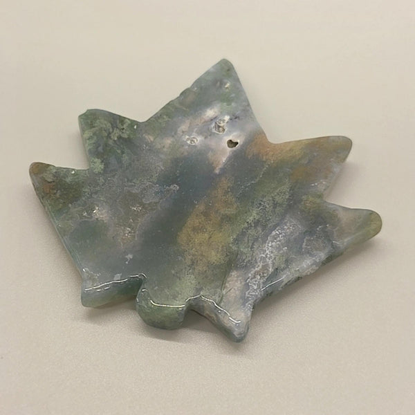 Moss Agate Cannabis Leaf Carving | Pot Leaf Crystal | Weed Gemstone | Green Stone | Boho Nature