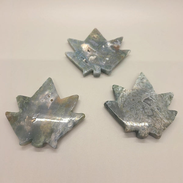 Moss Agate Cannabis Leaf Carving | Pot Leaf Crystal | Weed Gemstone | Green Stone | Boho Nature