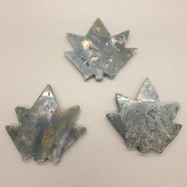 Moss Agate Cannabis Leaf Carving | Pot Leaf Crystal | Weed Gemstone | Green Stone | Boho Nature