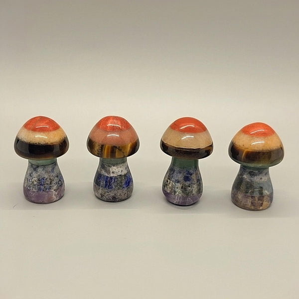 Natural Stone Chakra Mushroom Carving, Carved, Shaped Healing Stones, Balancing Gift