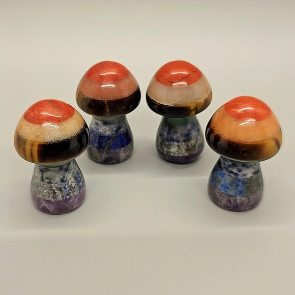 Natural Stone Chakra Mushroom Carving, Carved, Shaped Healing Stones, Balancing Gift