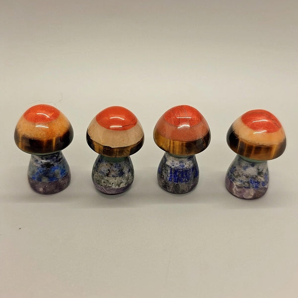 Natural Stone Chakra Mushroom Carving, Carved, Shaped Healing Stones, Balancing Gift