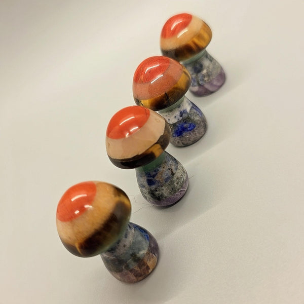 Natural Stone Chakra Mushroom Carving, Carved, Shaped Healing Stones, Balancing Gift