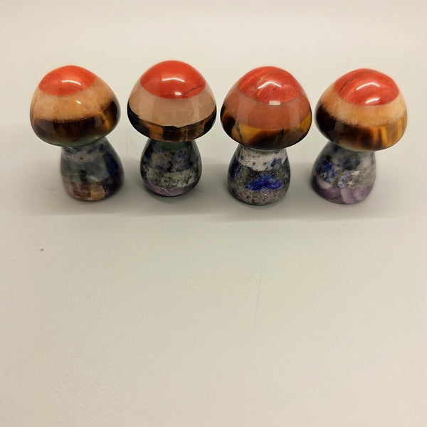 Natural Stone Chakra Mushroom Carving, Carved, Shaped Healing Stones, Balancing Gift