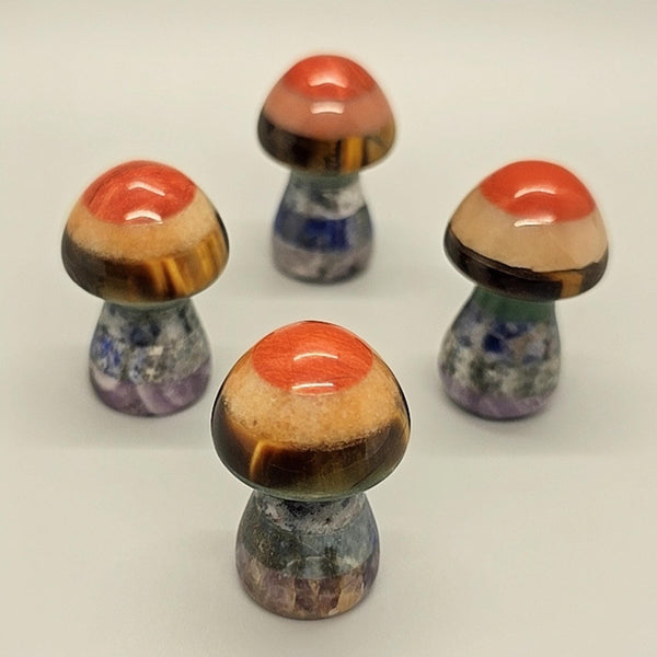 Natural Stone Chakra Mushroom Carving, Carved, Shaped Healing Stones, Balancing Gift