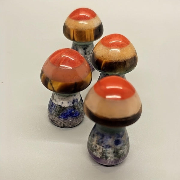 Natural Stone Chakra Mushroom Carving, Carved, Shaped Healing Stones, Balancing Gift