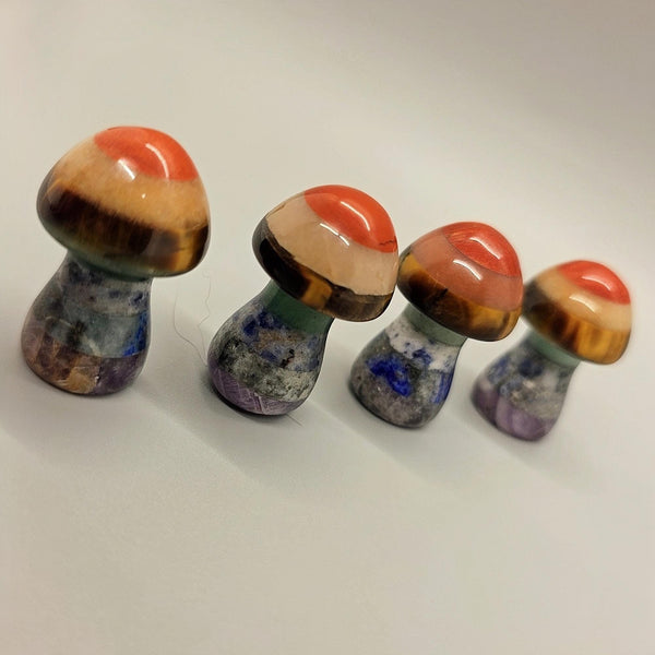 Natural Stone Chakra Mushroom Carving, Carved, Shaped Healing Stones, Balancing Gift