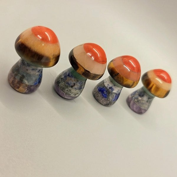 Natural Stone Chakra Mushroom Carving, Carved, Shaped Healing Stones, Balancing Gift