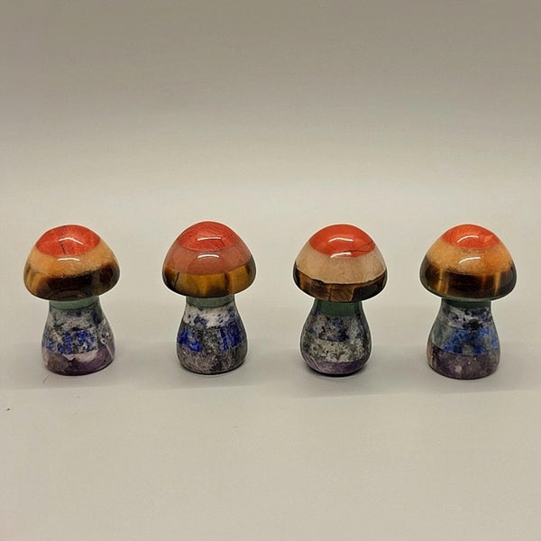 Natural Stone Chakra Mushroom Carving, Carved, Shaped Healing Stones, Balancing Gift