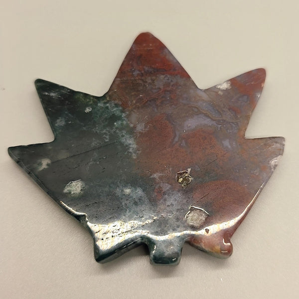 Carved Ocean Jasper Pot Leaf | Weed Crystal , Calming & Emotional Healing Gemstone Art