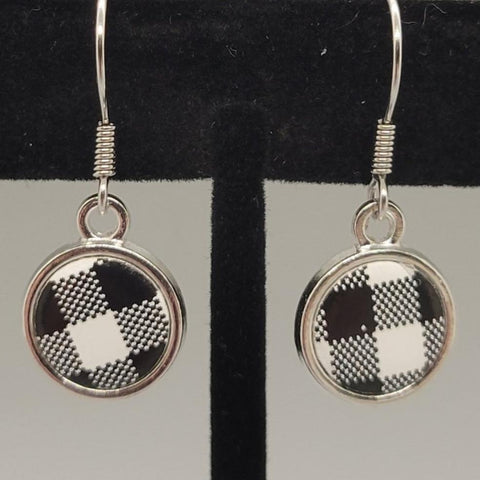 White Buffalo Plaid Dangle Earrings