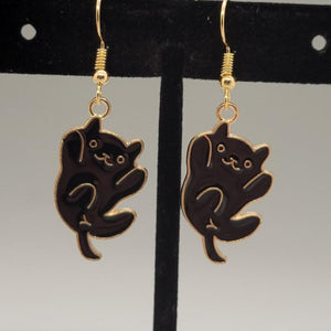 Black Cat Dangle Earrings