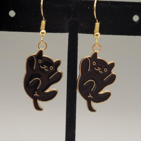 Black Cat Dangle Earrings