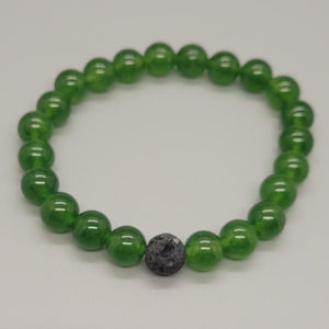 Green Jade Aromatherapy Stretch Bracelet With Lava Bead