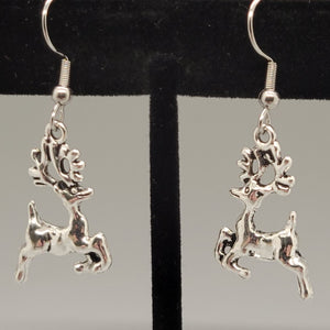 Silver Deer Dangle Earrings