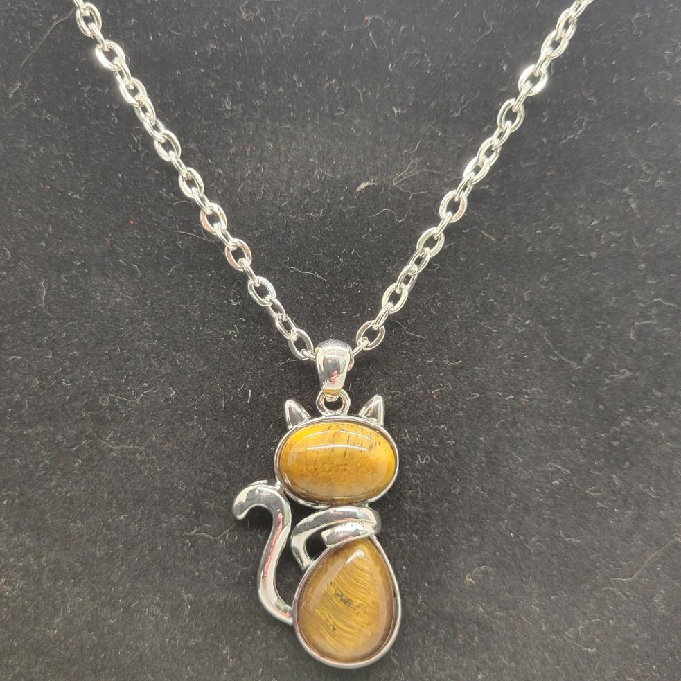 Natural Tiger Eye Cat Necklace