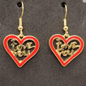 I Love You Heart Dangle Earrings