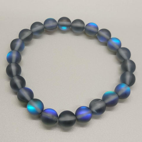 Grey Mermaid Glass Stretch Bracelet