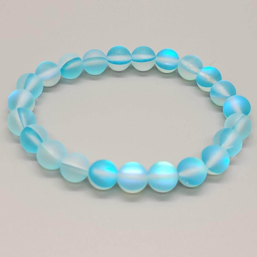 Aqua Blue Mermaid Glass Stretch Bracelet