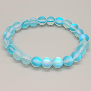 Aqua Blue Mermaid Glass Stretch Bracelet