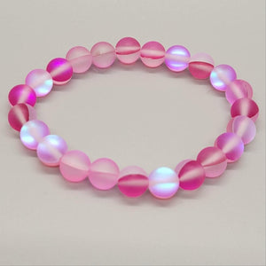 Fuchsia Mermaid Glass Stretch Bracelet