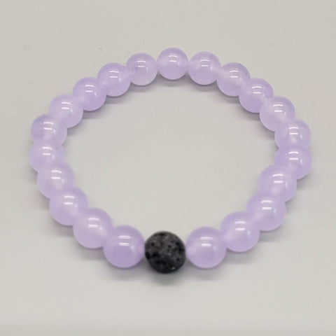 Light Purple Jade Aromatherapy Stretch Bracelet With Lava Bead