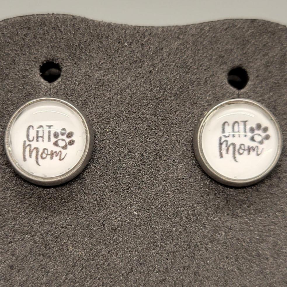 Cat Mom Stud Earrings