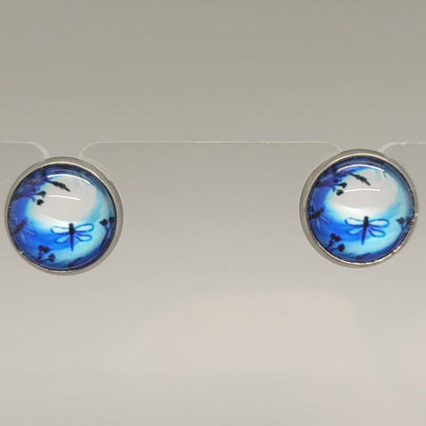 Blue Dragonfly Stud Earrings