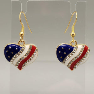 Patriotic Heart Dangle Earrings