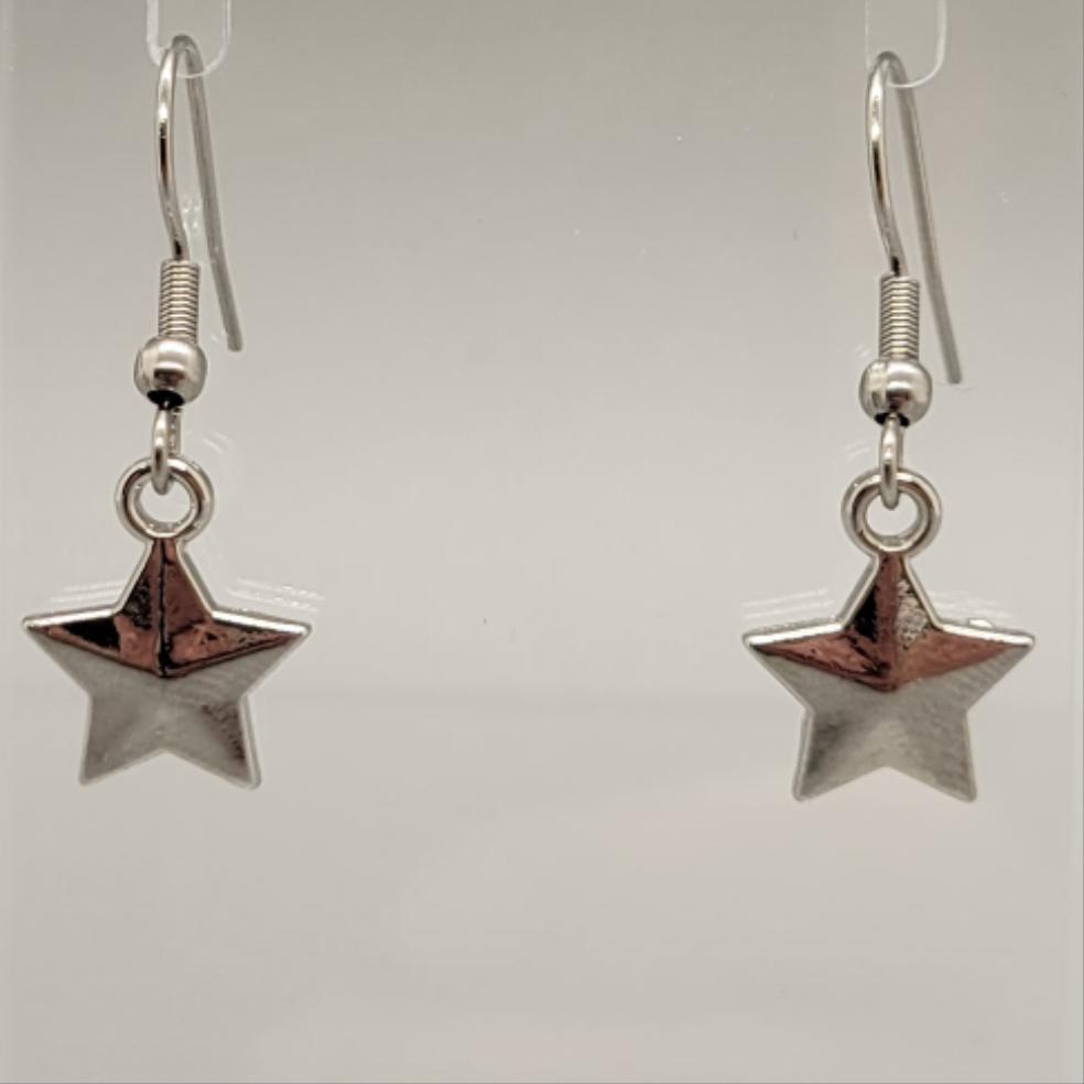 Silver Star Dangle Earrings