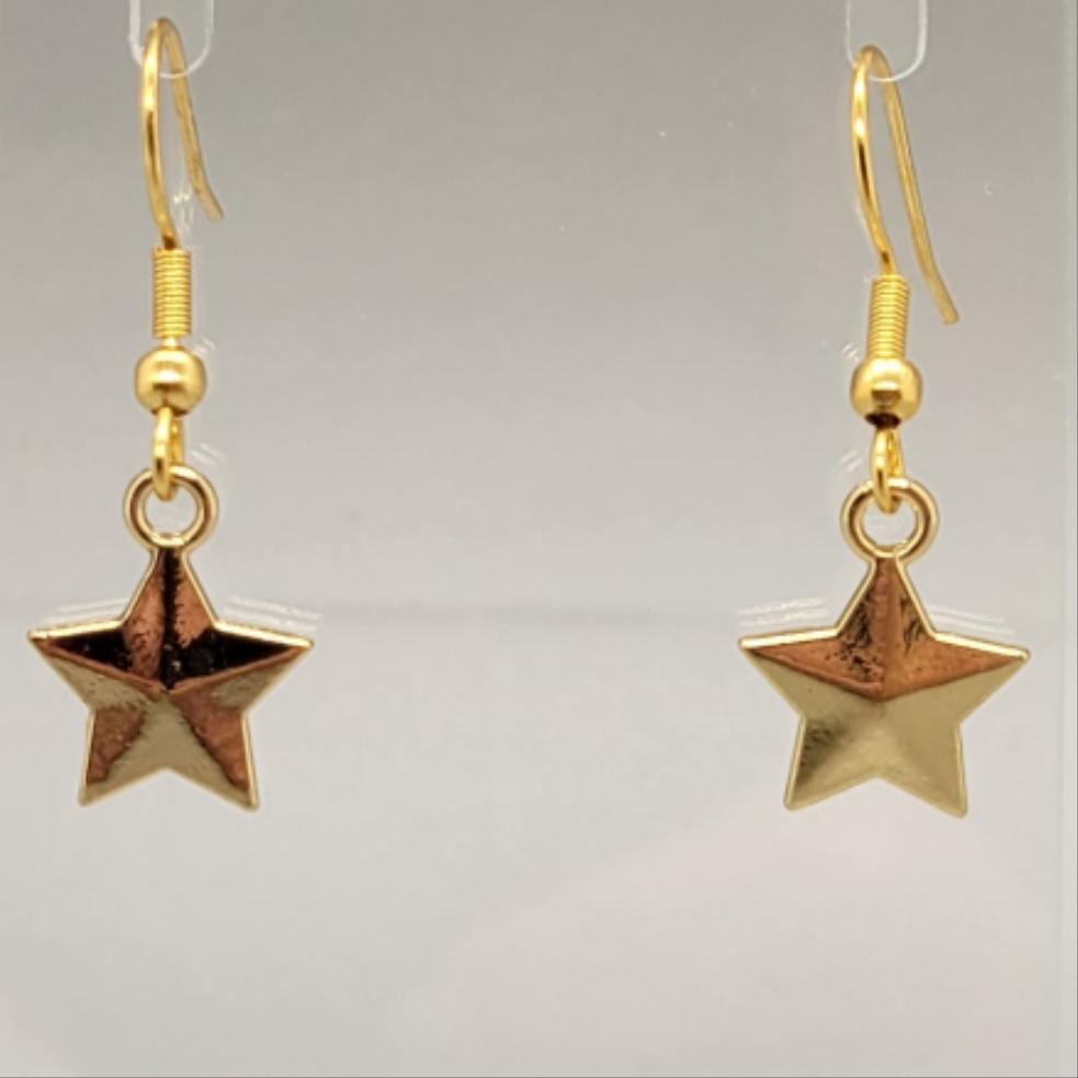 Gold Star Dangle Earrings