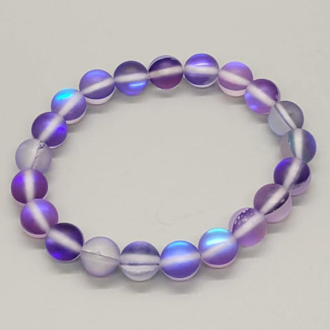 Purple Mermaid Glass Stretch Bracelet