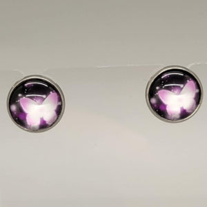 Purple Butterfly Stud Earrings