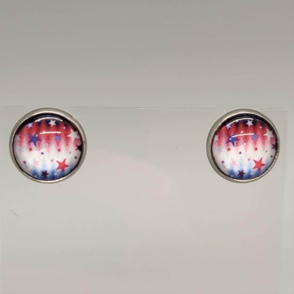 Patriotic Patterned Stud Earrings