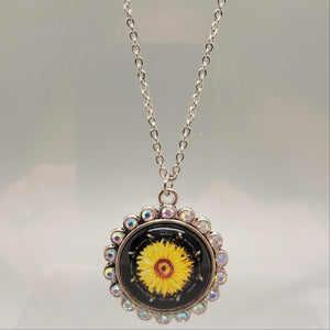 Sunflower and Bees Bling Necklace