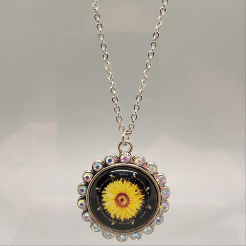 Sunflower and Bees Bling Necklace