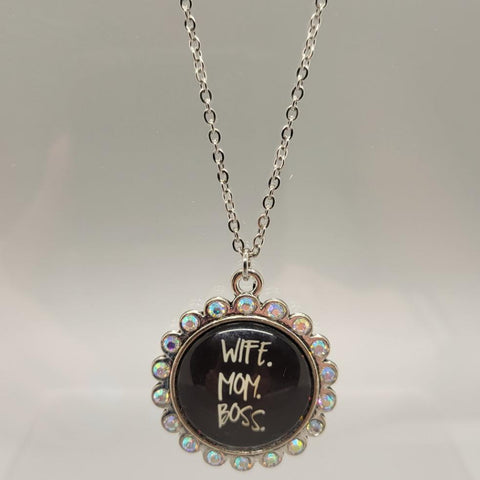 Wife Mom Boss Bling Necklace