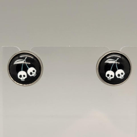 Cherry Skulls Stud Earrings