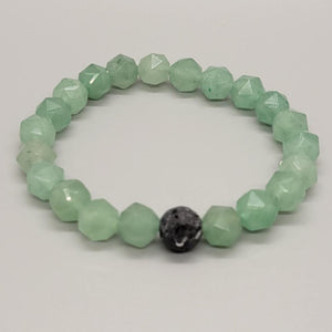 Aventurine Natural Stone Aromatherapy Stretch Bracelet With Lava Bead