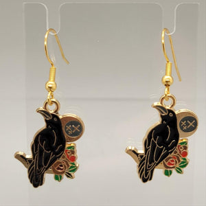 Black Raven Dangle Earrings