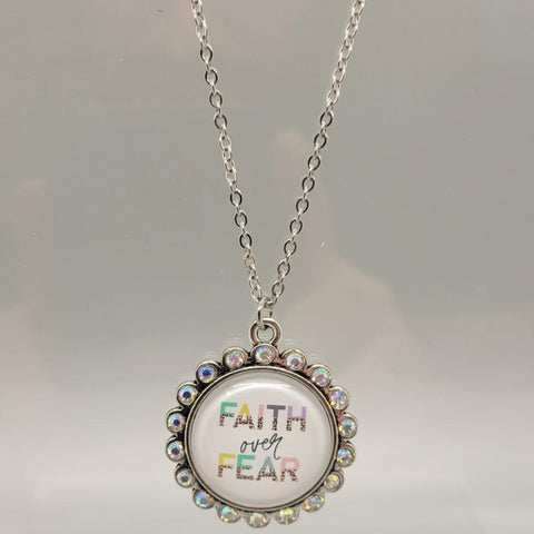 Faith Over Fear Bling Necklace