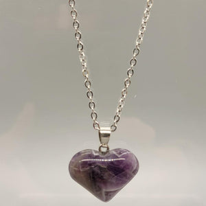 Heart Shaped Amethyst Natural Stone Pendent Necklace