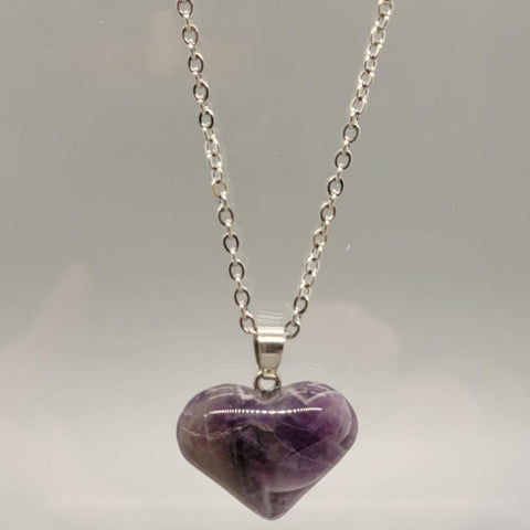 Heart Shaped Amethyst Natural Stone Pendent Necklace