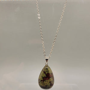 Dragons Blood Jasper Teardrop Natural Stone PendentNecklace