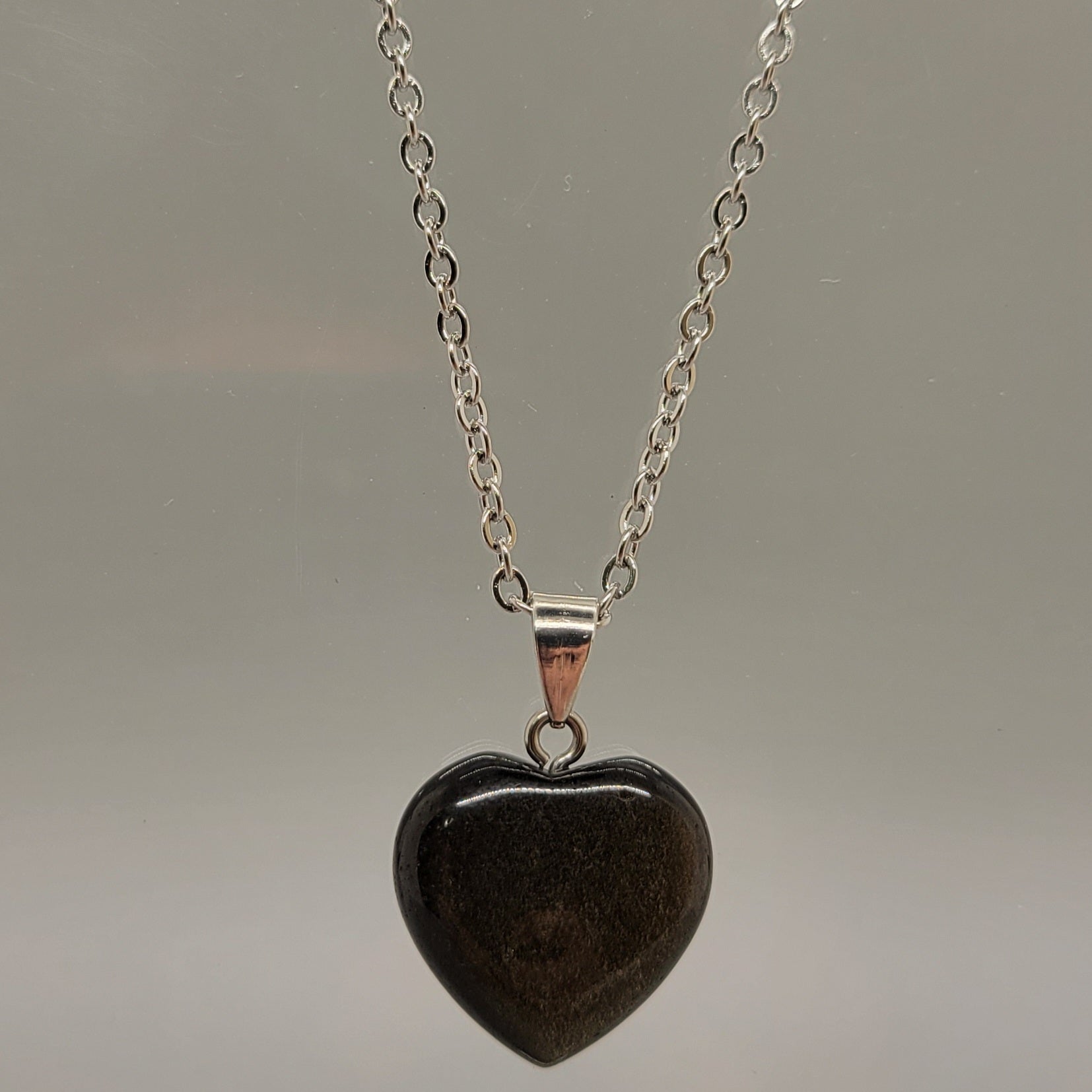 Golden Obsidian Heart Natural Stone Pendent Necklace