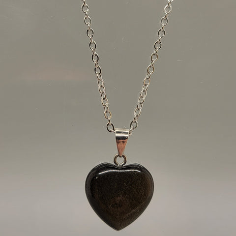 Golden Obsidian Heart Natural Stone Pendent Necklace