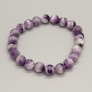 Chevron Amethyst Natural Stone Stretch Bracelet